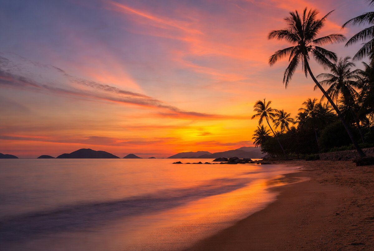 Sunset view from a beach in Cam Ranh
