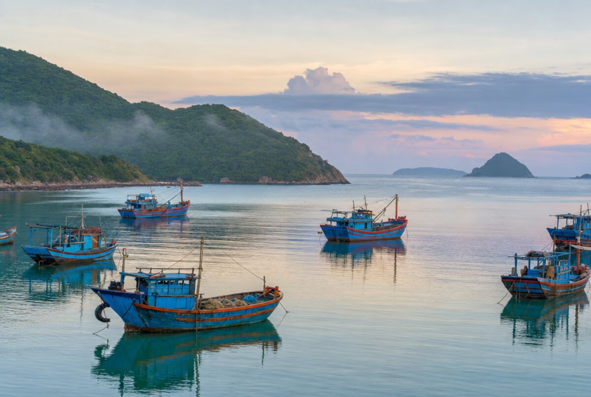 Fishing boats in Cam Ranh Bay at dawn